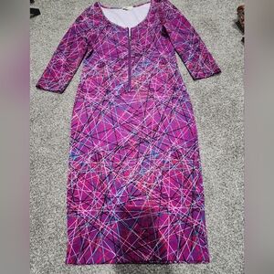 Nicki Minaj Elegant Purple Geometric Long Sleeve Dress Size XL